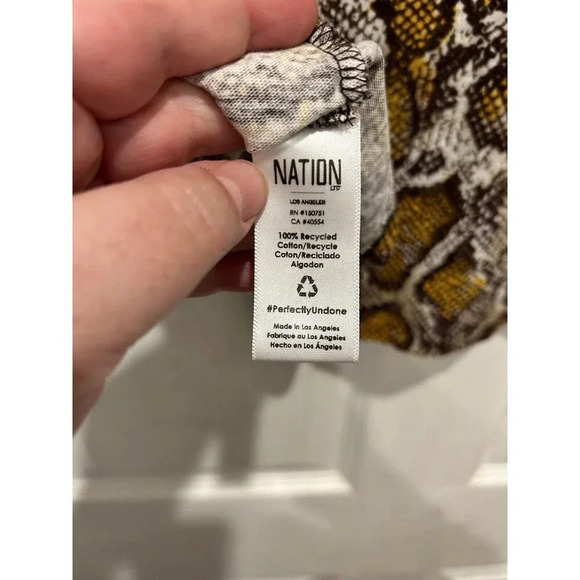 Nation LTD Snake Print Yellow Orange Black T-Shirt Size‎ Medium Recycled Cotton - Picture 8 of 10